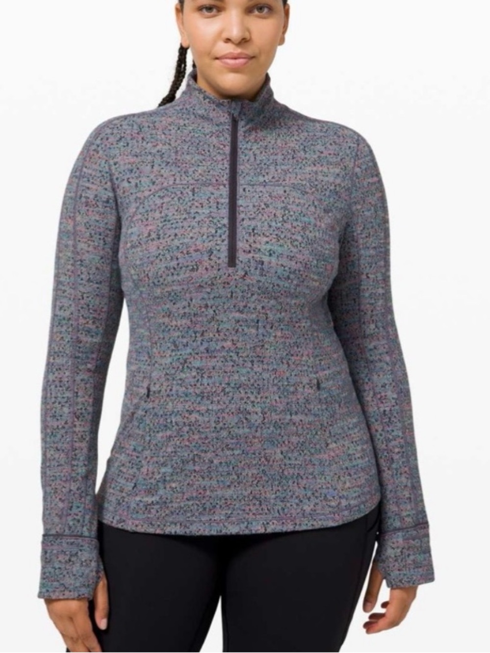 Lululemon Run Briskly 1/2 Zip Neon Tweed Size 8